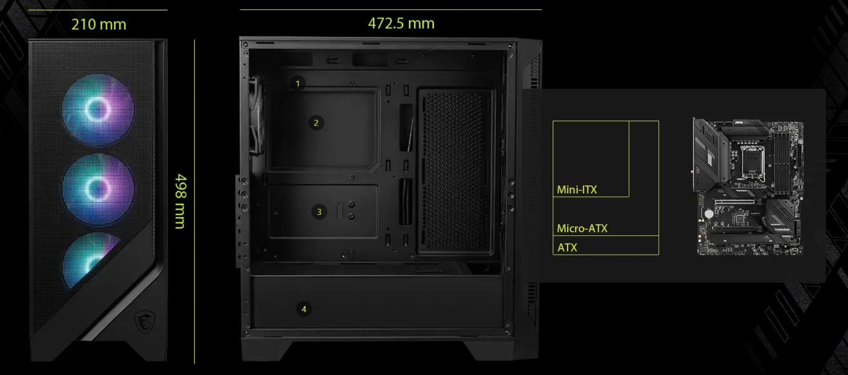 ابعاد کیس MAG FORGE 320R AIRFLOW