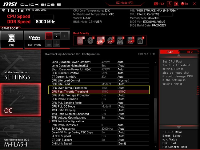 قابلیت CPU Fast Throttle Threshold
