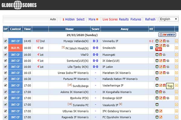 مشاهده نتایج زنده در سایت GlobalScores