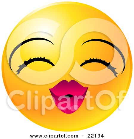 22134-Clipart-Illustration-Of-A-Yellow-Emoticon-Face-Lady-With-Eyelashes-And-Pink-Lips-Puckering-Up-For-A-Kiss.jpg