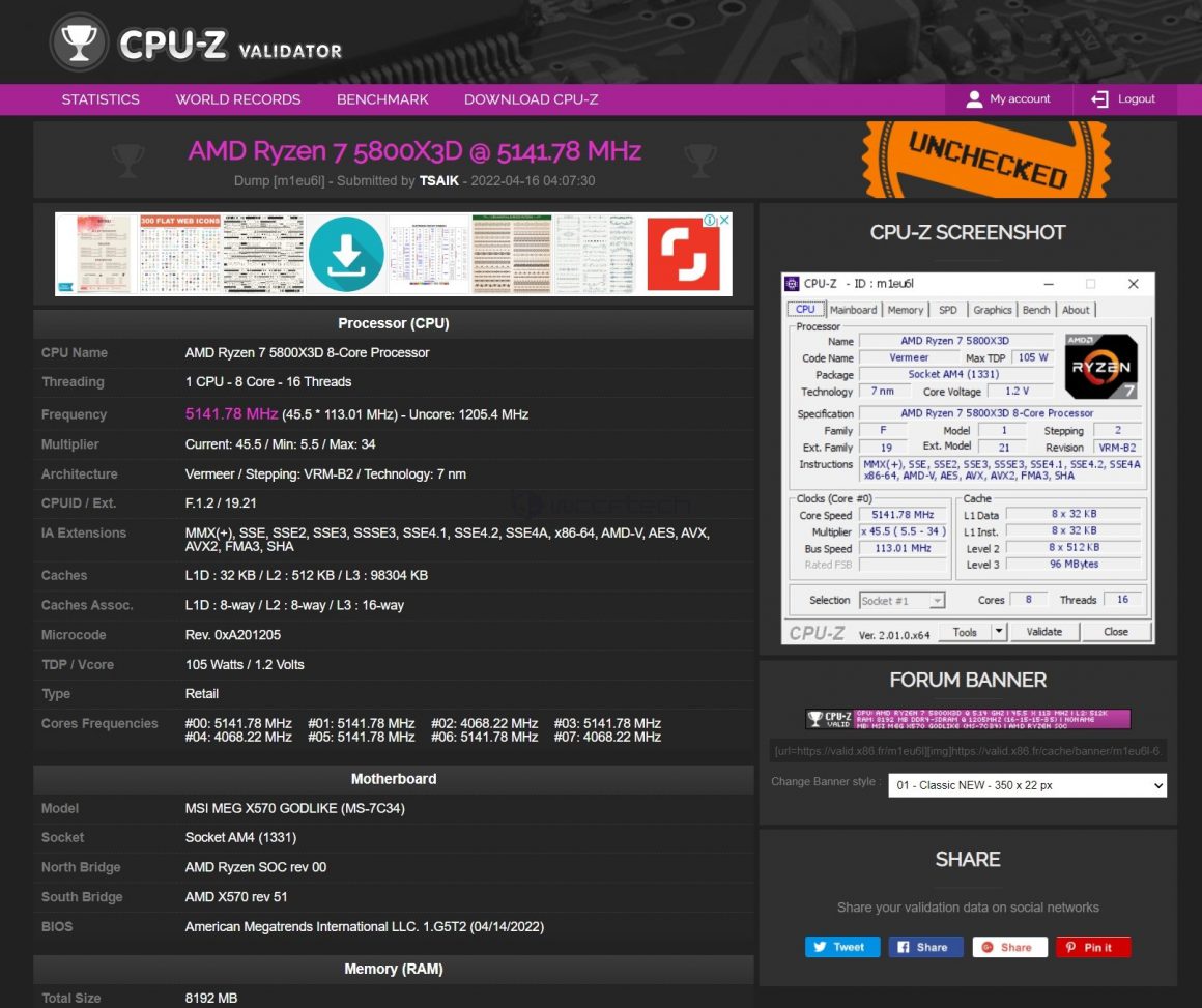 اورکلاک AMD Ryzen 7 5800X3D