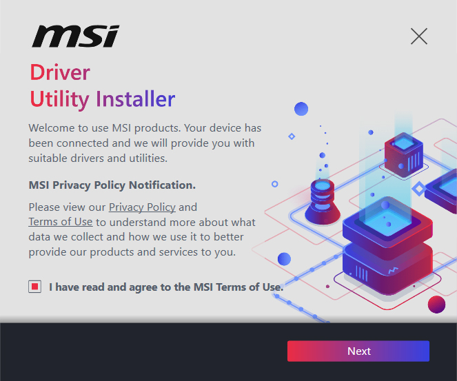 MSI Driver Utility Installer Window